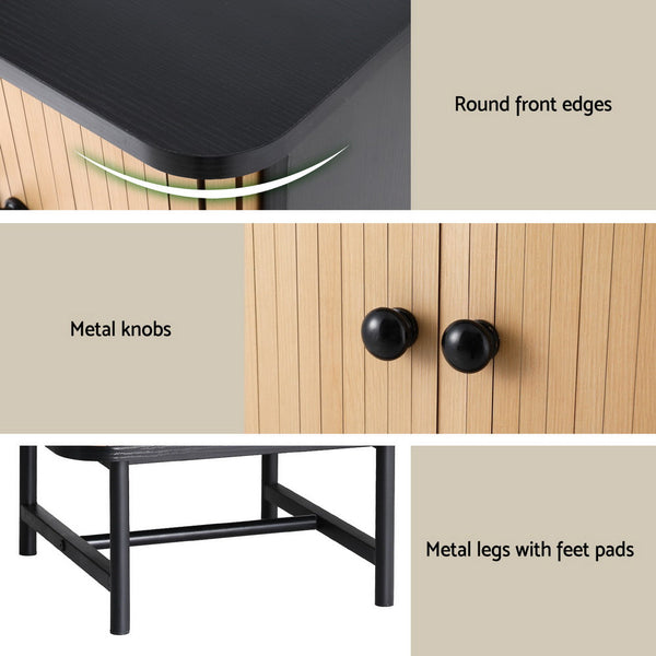 Artiss Bedside Table With Sliding Doors Boris Bedside Tables