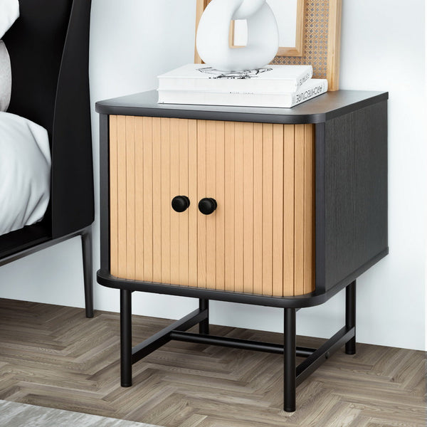 Artiss Bedside Table With Sliding Doors Boris Bedside Tables
