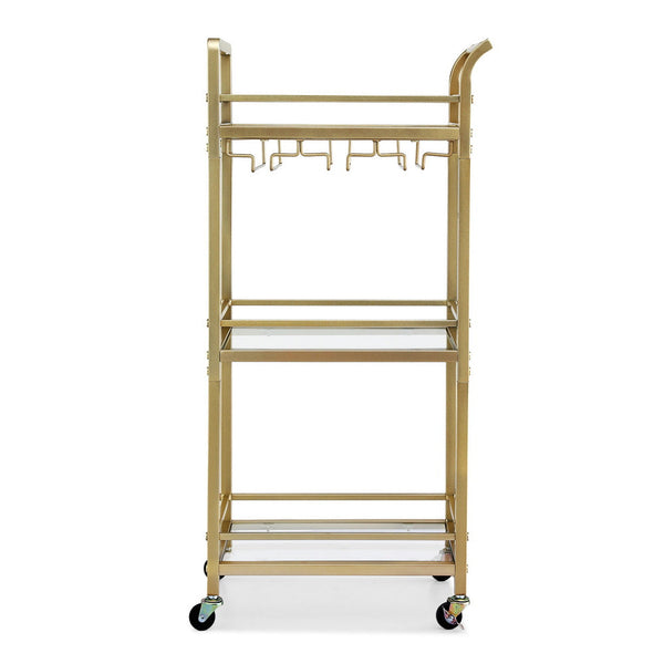 Artiss Kitchen Island Cart Trolley Rolling Serving Storage Wine Glass 43Cm Gold Kitchen Carts