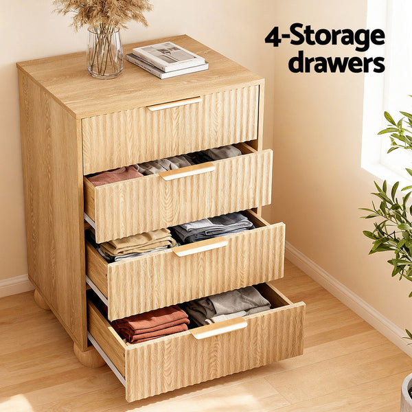 Artiss 4 Chest Of Drawers Dresser Tallboy Pine Dressers & Chests Of Drawers