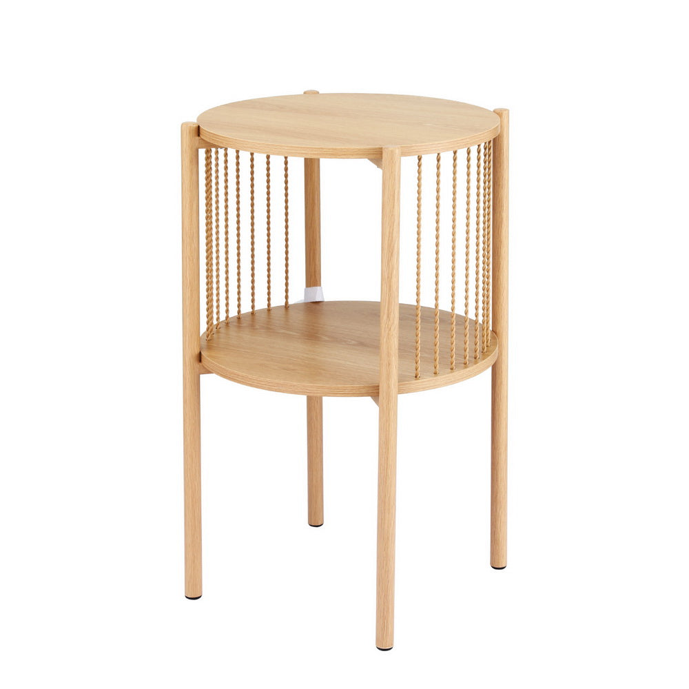 Artiss Coffee Table 2 Tier Round Wood Coffee Tables