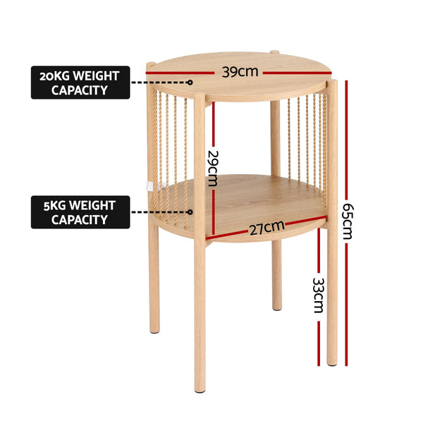 Artiss Set Of 2 Pine Wood Round End Tables 39X39x65cm Coffee Tables