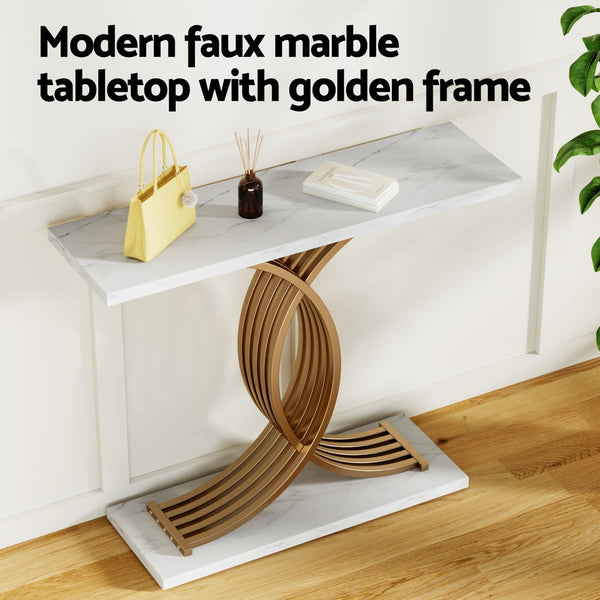Artiss Console Table Marble Effect White&Gold Tables