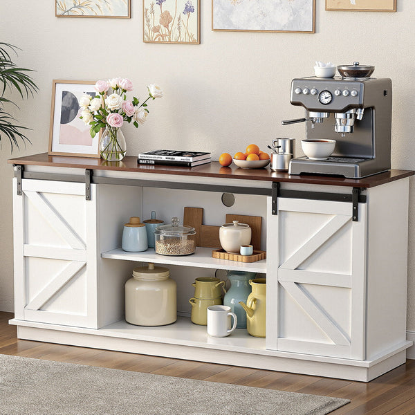 Artiss Buffet Sideboard Storage Cabinet Kitchen Cupboard Sliding Doors White Sideboards & Buffets