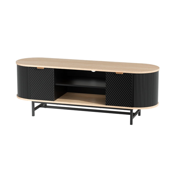 Artiss Tv Unit Entertainment Storage Cabinet Black Pine Tv Stands & Entertainment Units