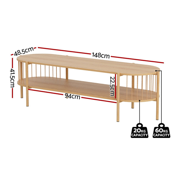 Artiss Tv Unit Entertainment Storage Shelf 148Cm Pine Tv Stands & Entertainment Units
