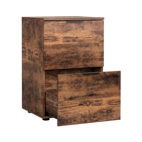 Artiss Filing Cabinet Files Storage Office Shelves Organiser Rustic Brown 2 Drawer Filing Cabinets