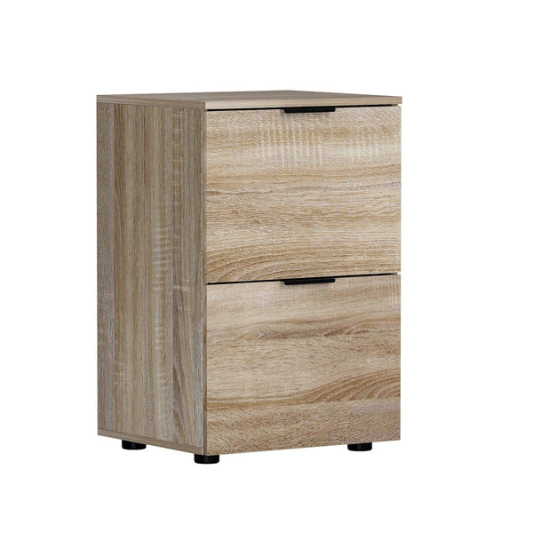 Artiss Filing Cabinet Files Storage Office Shelves Organiser Oak 2 Drawer Filing Cabinets