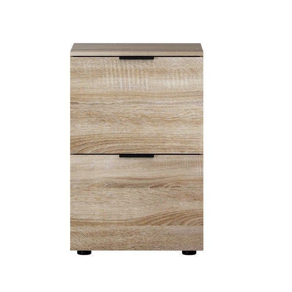 Artiss Filing Cabinet Files Storage Office Shelves Organiser Oak 2 Drawer Filing Cabinets
