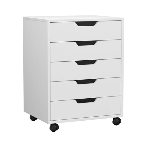 Filing Cabinets Artiss 5 Drawer Filing Cabinet Mobile Rolling Storage Chest Of Drawers Stand White