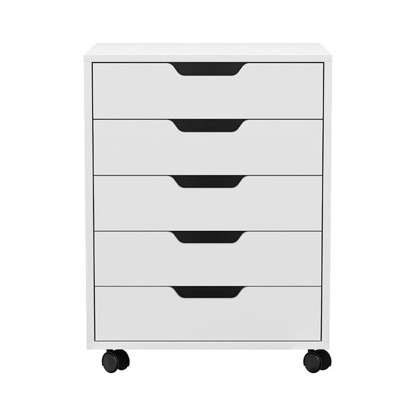 Filing Cabinets Artiss 5 Drawer Filing Cabinet Mobile Rolling Storage Chest Of Drawers Stand White