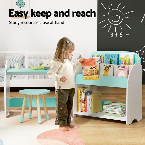 Keezi Kids Bookshelf 2 In 1 Table Chair Set Bookcase Toys Shelves Children Organiser Bookshelves