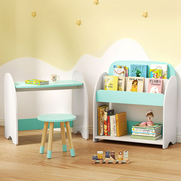 Keezi Kids Bookshelf 2 In 1 Table Chair Set Bookcase Toys Shelves Children Organiser Bookshelves