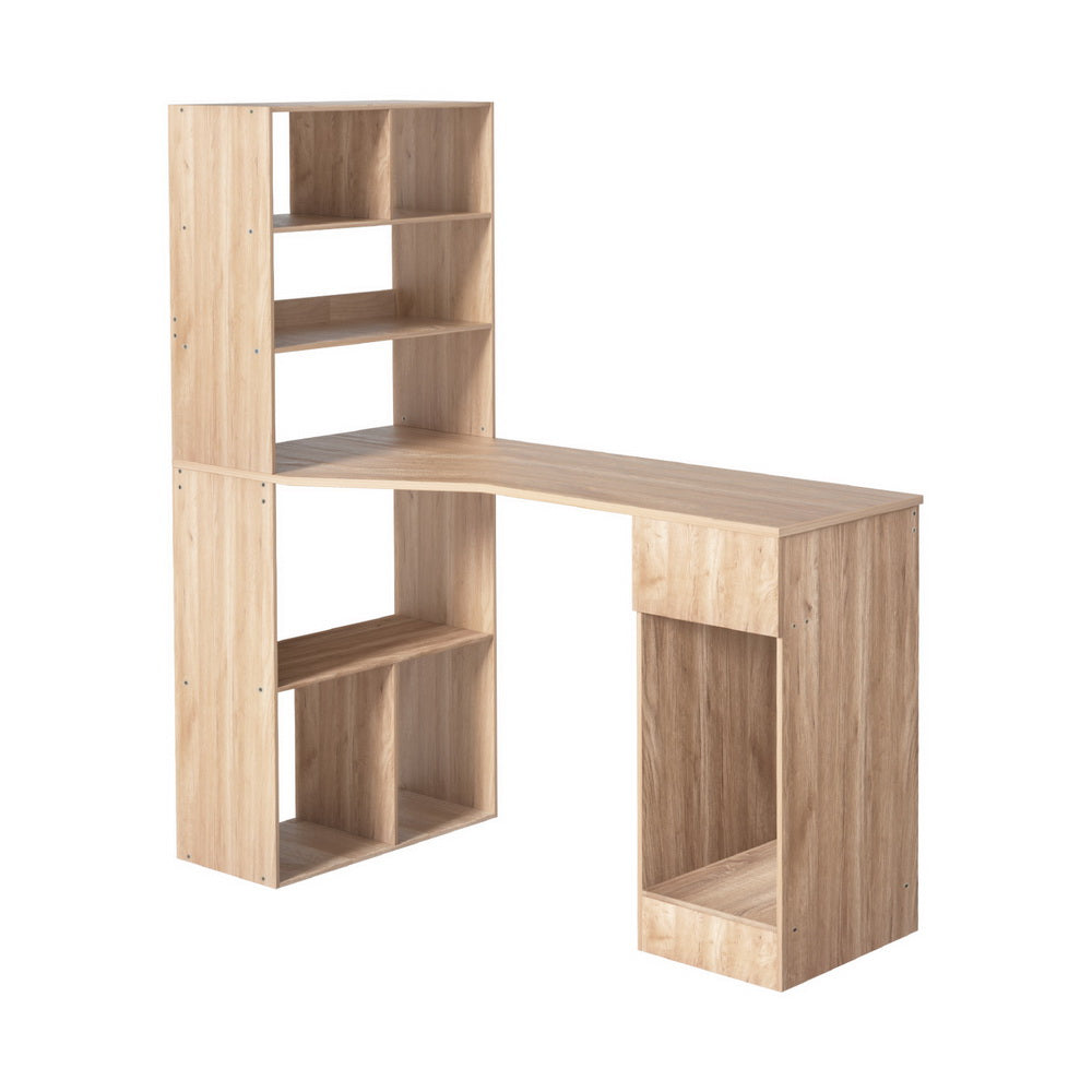 Artiss Computer Desk Bookshelf Drawer Cabinet Oak 120Cm Home Office Desks