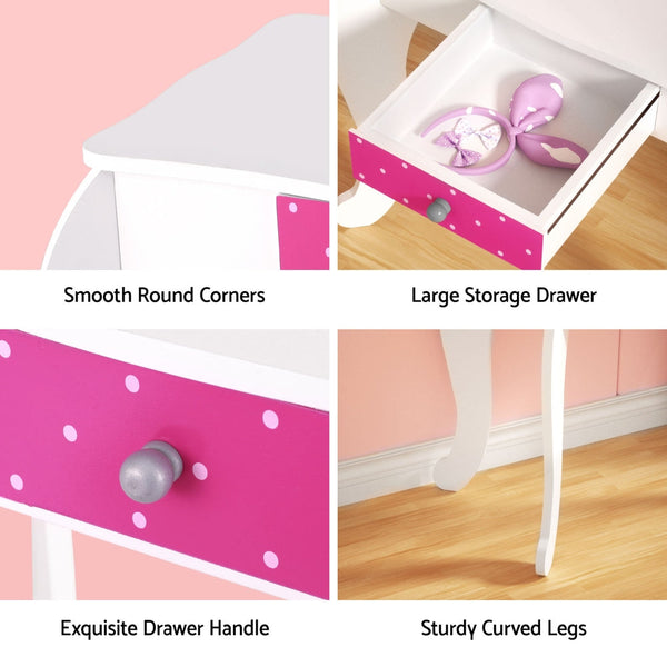 Mdf Kids Dressing Table With Mirror And Drawer Pink Children's Furniture Set Kids Dressing Tables