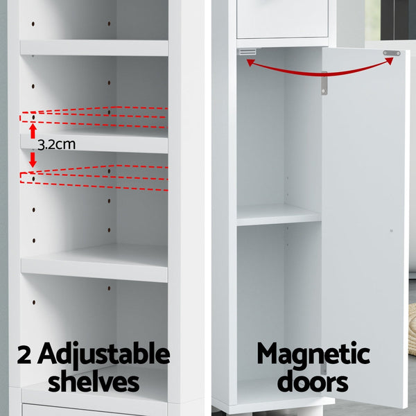 Artiss Bathroom Storage Cabinet 180Cm Tall Slim Floor Cupboard Toilet Narrow Linen Tower Bathroom Cabinets