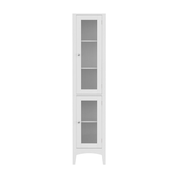 Artiss Bathroom Storage Cabinet 160Cm Tall Slim Floor Cupboard Toilet Glass Door White Bathroom Cabinets
