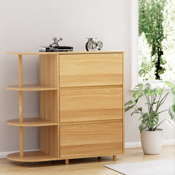 Artiss Chest Of 3 Drawers Storage Cabinet Shelves Pine Dressers & Chests Of Drawers