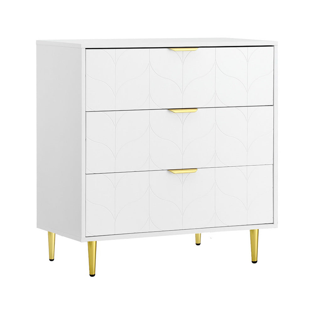 Artiss White Lowboy Cabinet Three Drawer Chest Furniture Cabinets & Cupboards