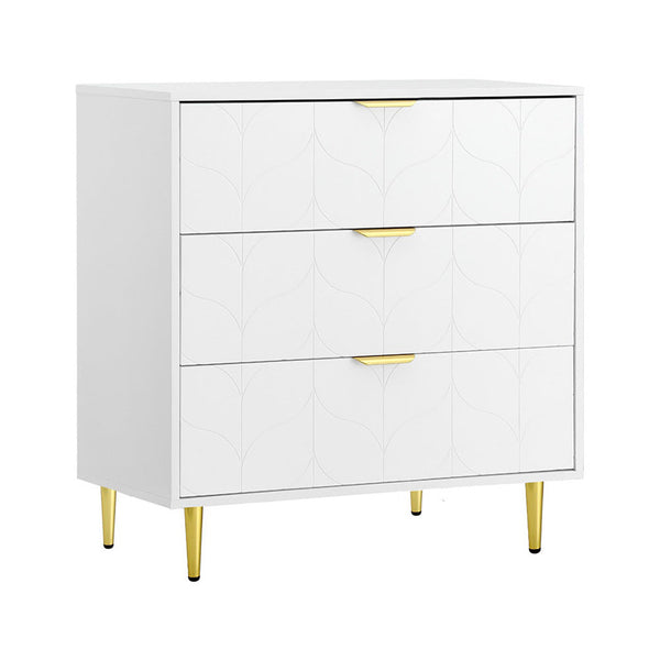Artiss White Lowboy Cabinet Three Drawer Chest Furniture Cabinets & Cupboards
