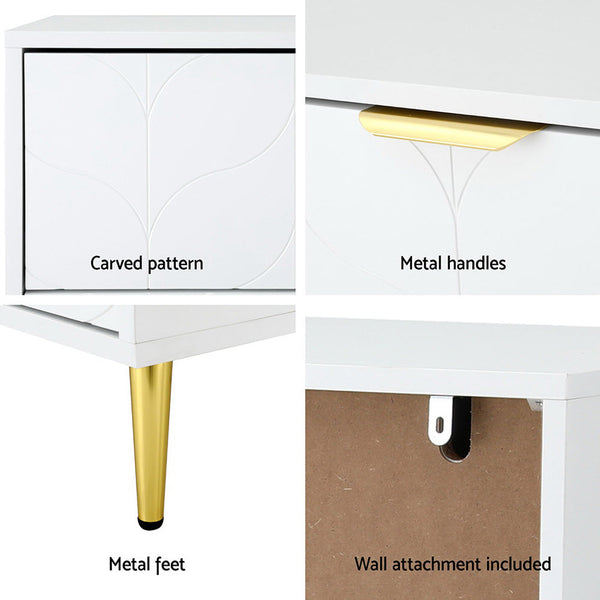 Artiss White Lowboy Cabinet Three Drawer Chest Furniture Cabinets & Cupboards