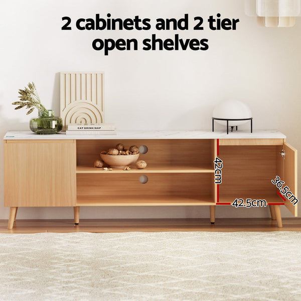 Artiss Tv Cabinet Entertainment Unit Stand 180Cm Pine White Tv Stands & Entertainment Units