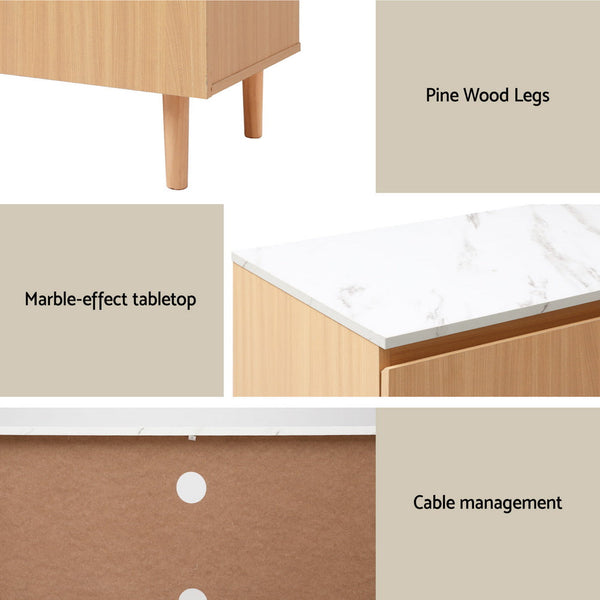 Artiss Tv Cabinet Entertainment Unit Stand 180Cm Pine White Tv Stands & Entertainment Units