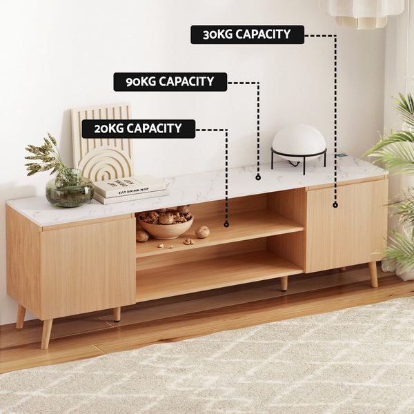 Artiss Tv Cabinet Entertainment Unit Stand 180Cm Pine White Tv Stands & Entertainment Units