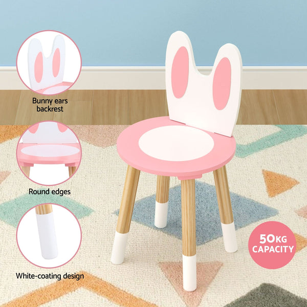 1 Set Of Keezi Kids Dressing Table Wooden Bunny Pink Kids Dressing Tables