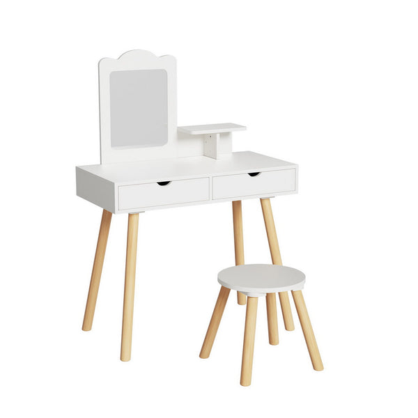 Pine Wood Kids Dressing Table Set With Mirror And Storage Drawers Furniture Kids Dressing Tables