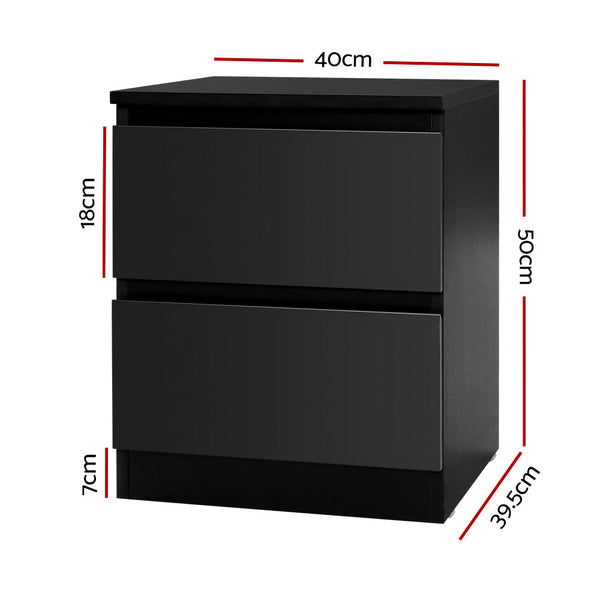 Artiss 2X Bedside Table Drawers Pepe Black Bedside Tables