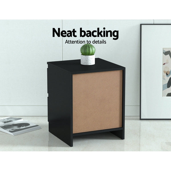 Artiss 2X Bedside Table Drawers Pepe Black Bedside Tables