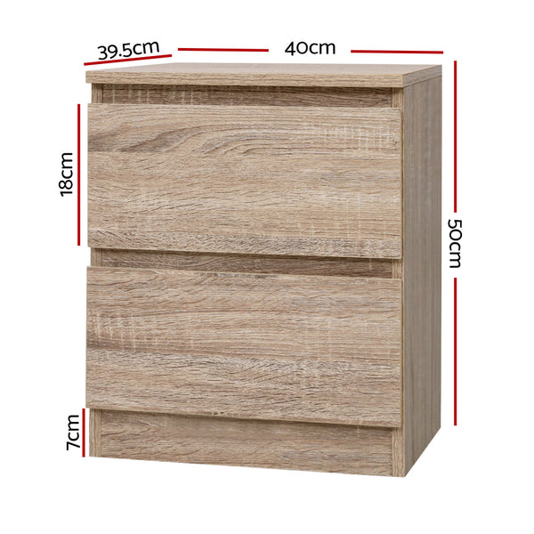 Artiss 2X Bedside Table Drawers Pepe Oak Bedside Tables