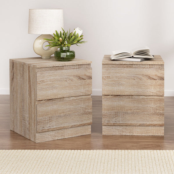 Artiss 2X Bedside Table Drawers Pepe Oak Bedside Tables