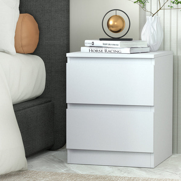 Artiss Bedside Table 2 Drawers Pepe White Bedside Tables