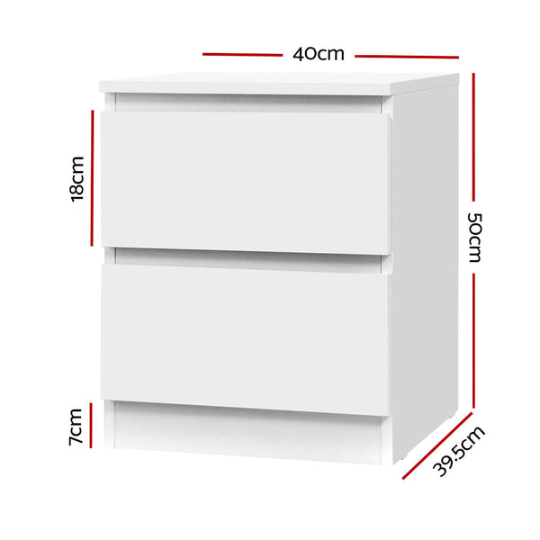 Artiss Bedside Table 2 Drawers Pepe White Bedside Tables