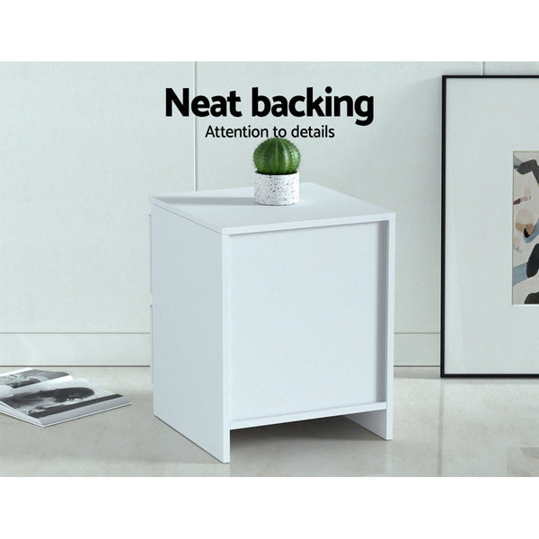 Artiss Bedside Table 2 Drawers Pepe White Bedside Tables