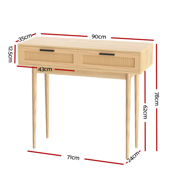 Artiss Console Table 2 Rattan Drawers Tables