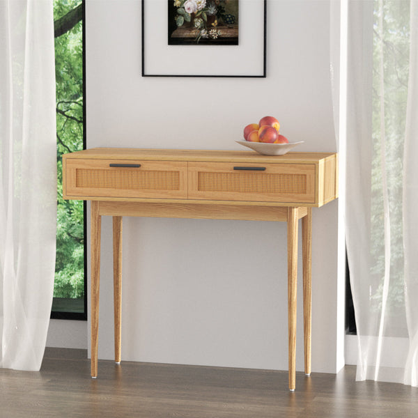 Artiss Console Table 2 Rattan Drawers Tables