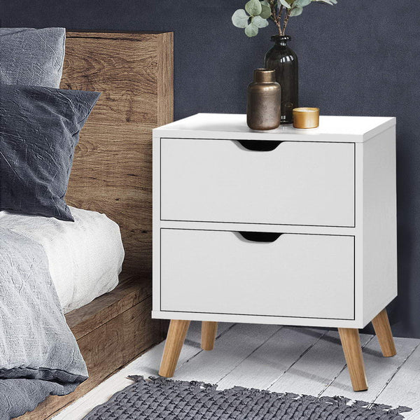 Artiss Bedside Table 2 Drawers Boden White Bedside Tables