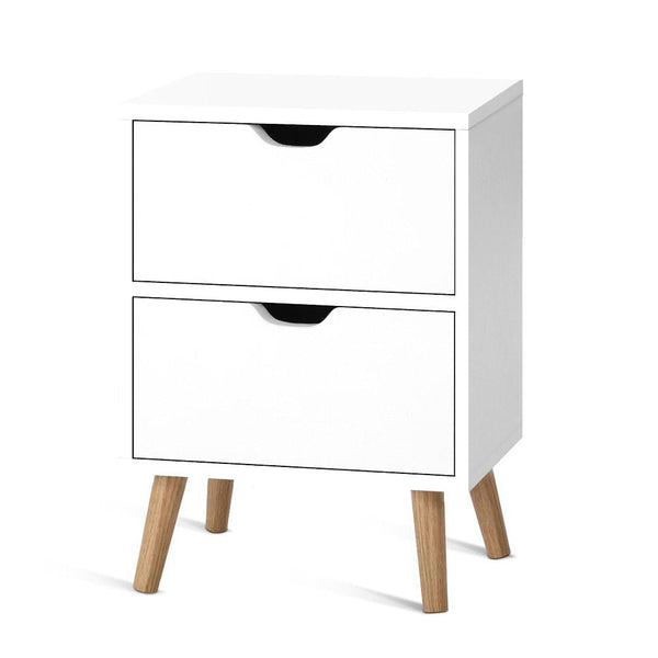Artiss Bedside Table 2 Drawers Boden White Bedside Tables