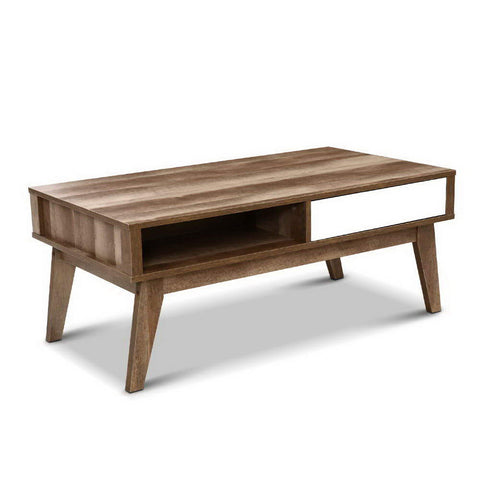 Artiss Coffee Table 2 Drawers Walnut Serena Coffee Tables