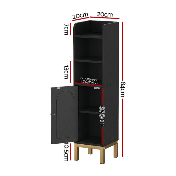 Artiss 2X Slim Bathroom Storage Cabinet Organizer Black 20X20x84cm Bathroom Cabinets