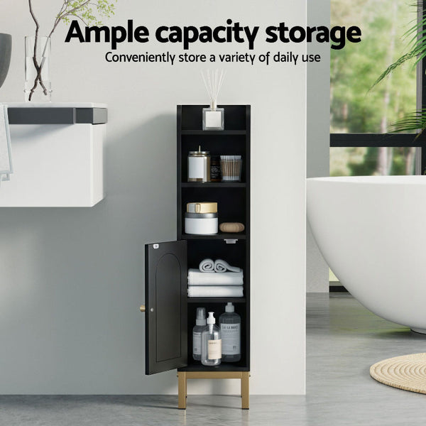 Artiss 2X Slim Bathroom Storage Cabinet Organizer Black 20X20x84cm Bathroom Cabinets