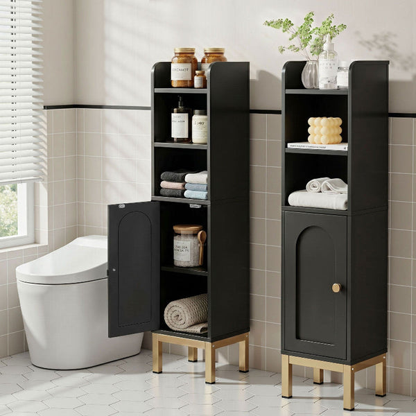 Artiss 2X Slim Bathroom Storage Cabinet Organizer Black 20X20x84cm Bathroom Cabinets