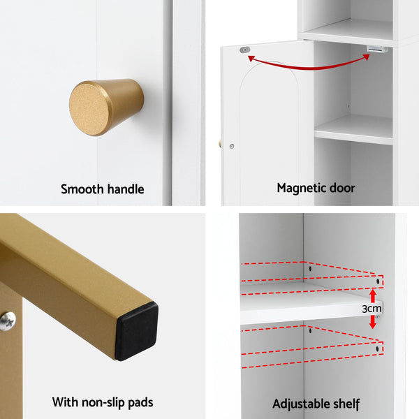 Artiss 2X White Bathroom Storage Cabinet Toilet Organizer 20X20x84cm Bathroom Cabinets