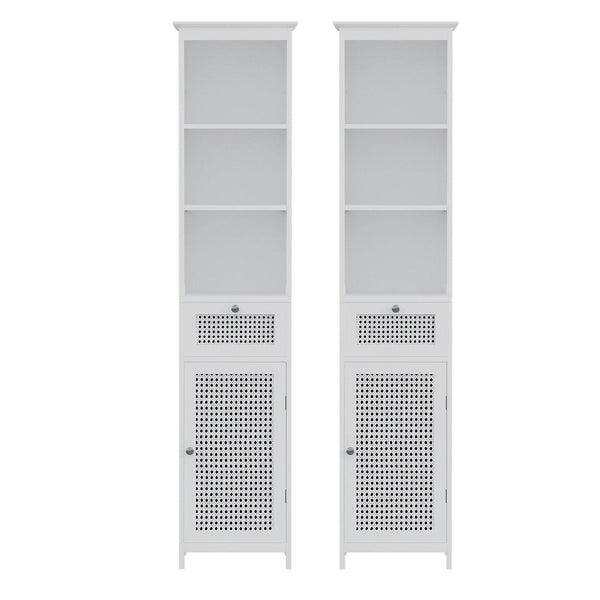 Artiss White Rattan Bathroom Storage Cabinet 161Cm Bathroom Cabinets