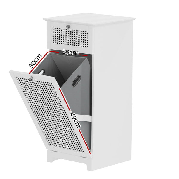 Laundry Baskets & Hampers Artiss Laundry Hamper Cabinet Bathroom Storage White Rattan Clothes Basket