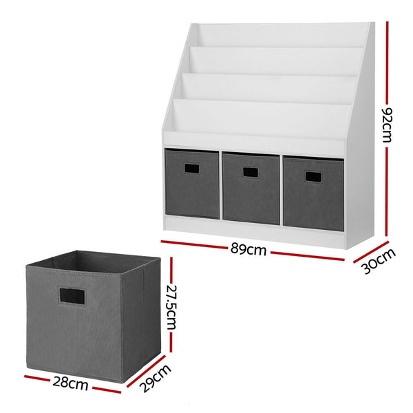 Keezi Kids Bookshelf 4 Tiers Magazine Rack Toy Box Organiser Storage Display Shelf Kids Bookshelves