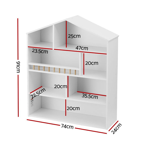 Keezi 4 Tiers Kids Bookshelf Wooden Bookcase Display Storage Organiser Cabinet White Kids Bookshelves